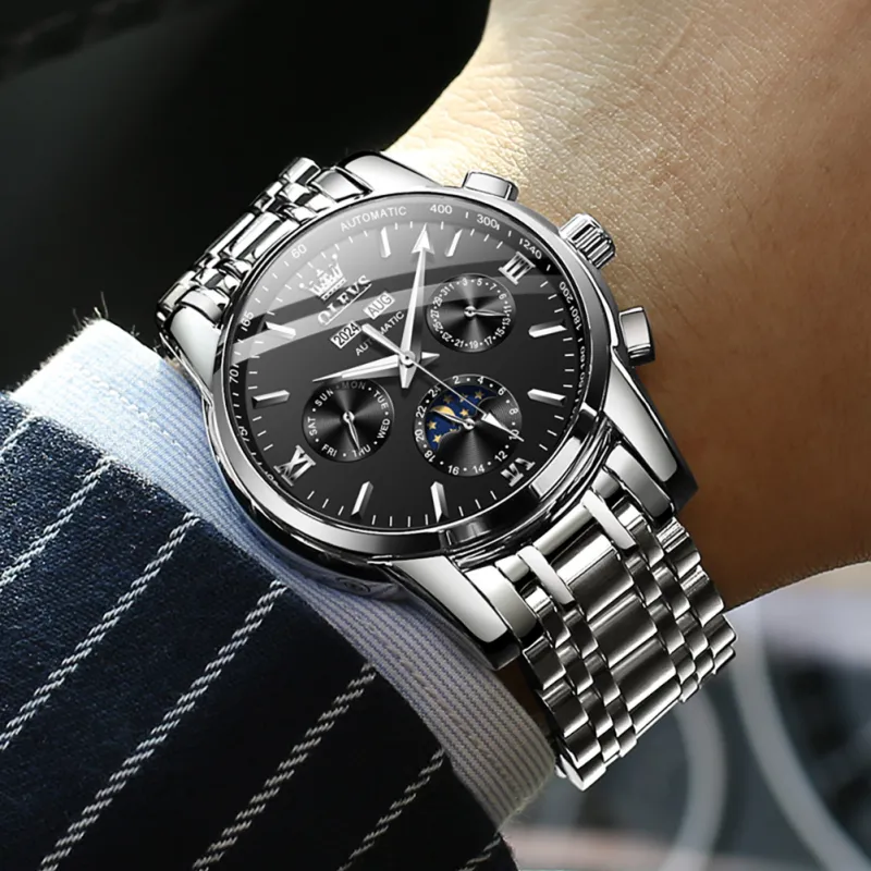 OLEVS OP-6633 Negro Plata