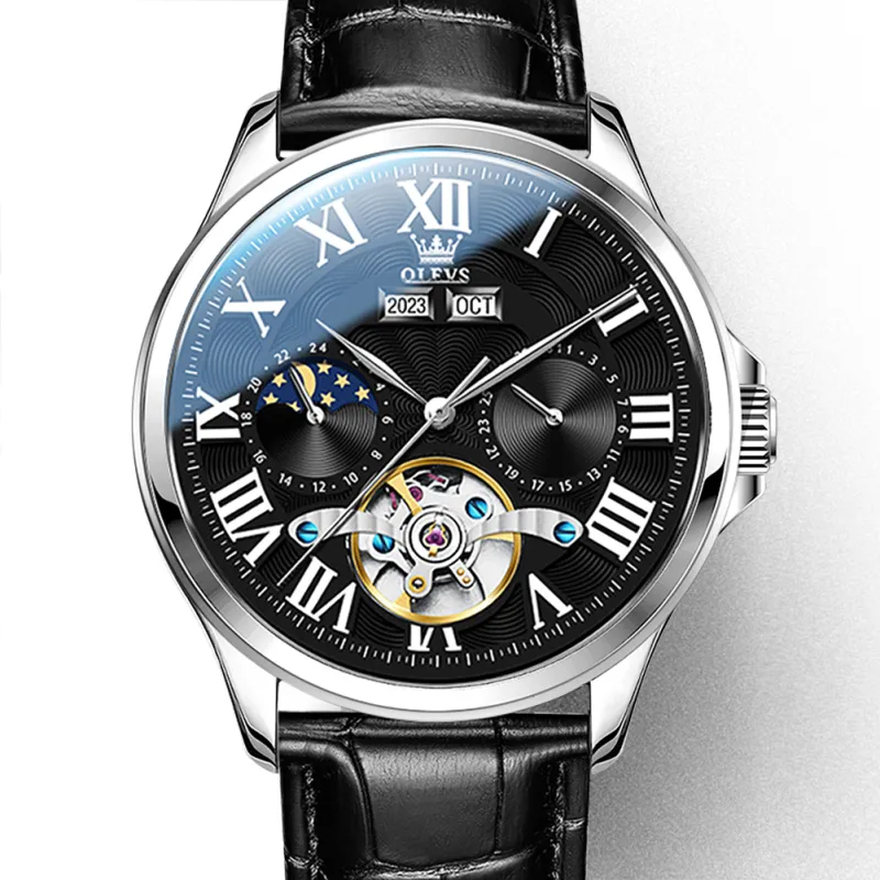 Reloj OLEVS OP-7013 Cinturón - Plata Negro