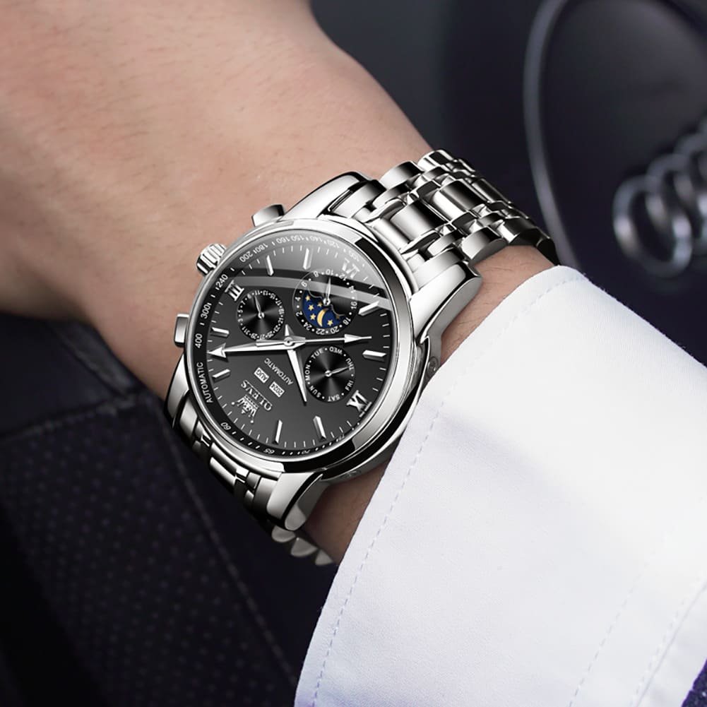 OLEVS OP-6633 Negro Plata