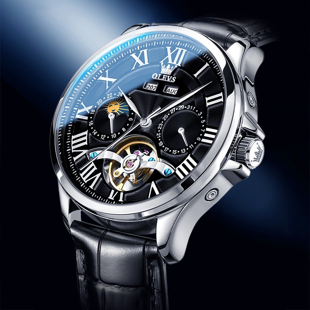 OLEVS OP-7013 Cinturón - Plata Negro